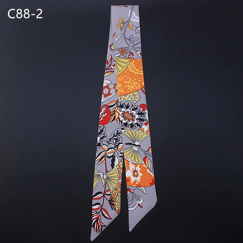 2023 New Fashion Head Scarf Luxury Brand Foulard Fan Floral Scarf For Women Silk Scarf Bag Becoration Scarves Silk Tie