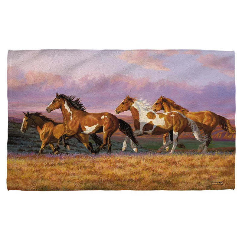Classic Running Horses Shower Sports Towel Large Wildlife Art Painting Horse Beach Microfiber Bathroom Beach Towels 140X70 Gift