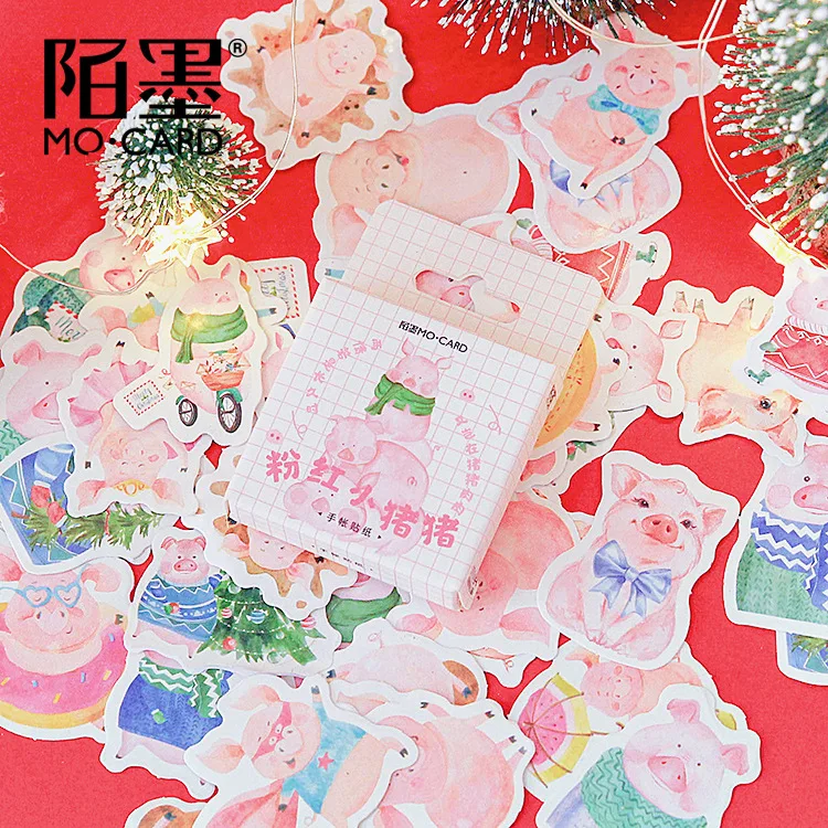 Cute Pink Pig Journal Decorative Stickers set Scrapbooking Stick Label Diary Stationery Album Stickers