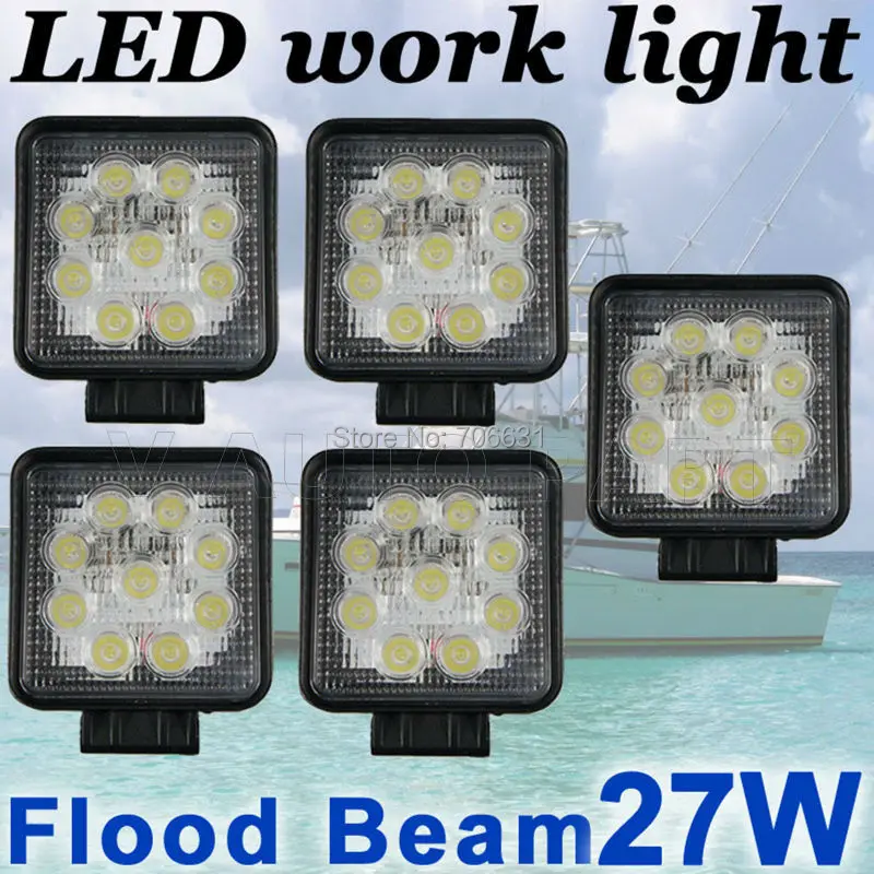 

Tkeapl THTMH 5X 27W Square LED work Lamp Light Flood Beam Truck Trailer Off Road Marine SUV