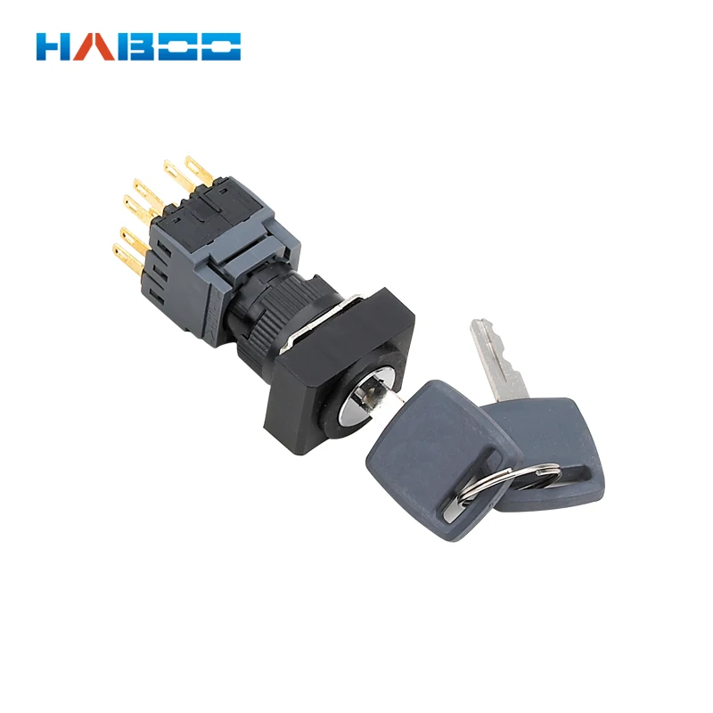 16mm waterproof key switch 2/3position momentary or on-off function electrical switch 5A 250V
