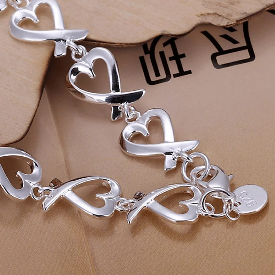 For women wedding lady cute noble pretty Silver color Jewelry fashion Bracelets nice chain link free shipping hot gifts H177