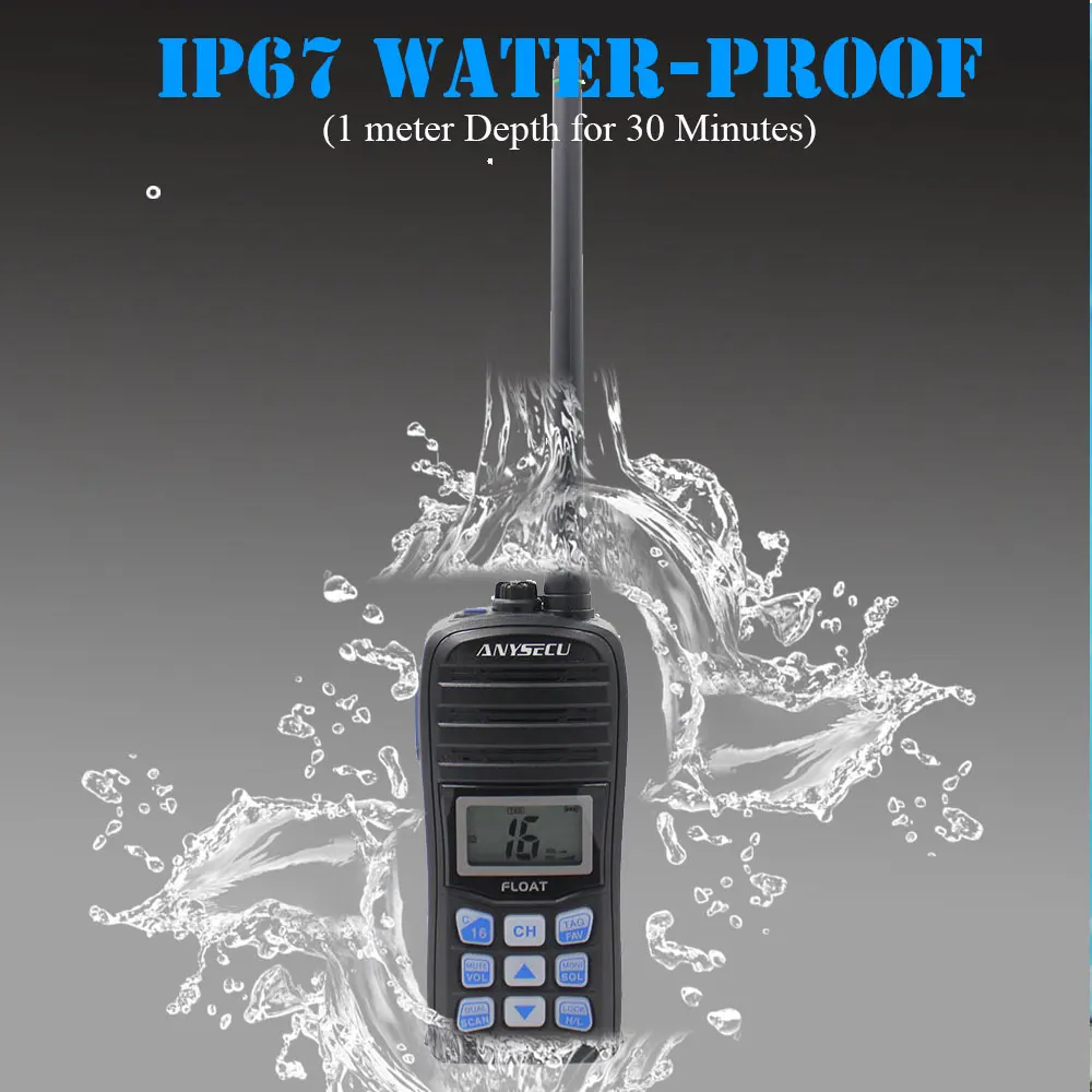 ANYSECU VHF Marine Radio IC-H25 IP67 Waterproof International Channel Weather Channel Float Walkie Talkie