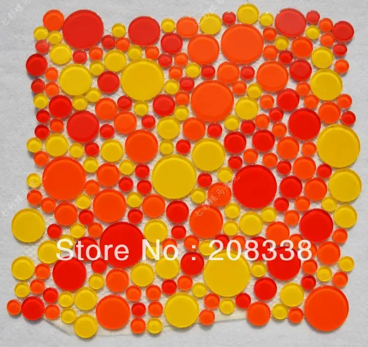 Crystal glass mosaic background wall multi-colored circle red wall tile,round mosaic