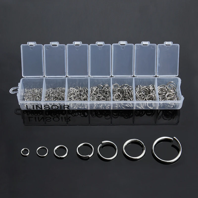 770pcs/lot Mix Size Open Jump Ring 3 4 5 6 7 8 10mm Stainless Steel Silver Tone Split Loop Rings for DIY Jewelry Connector F3702