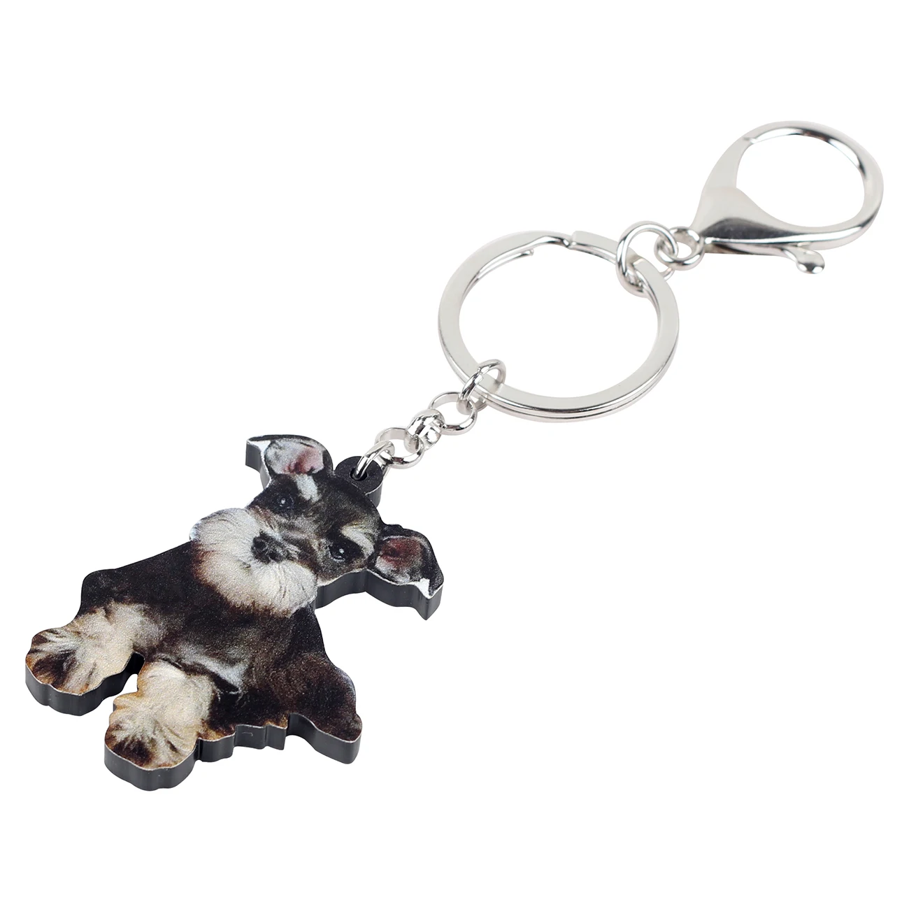 WEVENI Acrylic Cute Schnauzer Dog Key Chains Keychains Rings Animal Jewelry For Women Girls Bag Wallet Pendant Charms Wholesale