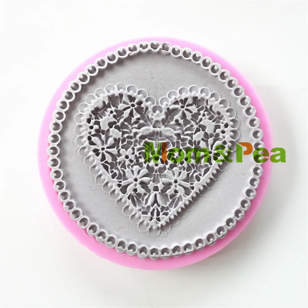 Mom&Pea 0725 Free Shipping Heart Lace Shaped Silicone Mold Cake Decoration Fondant Cake 3D Mold Food Grade