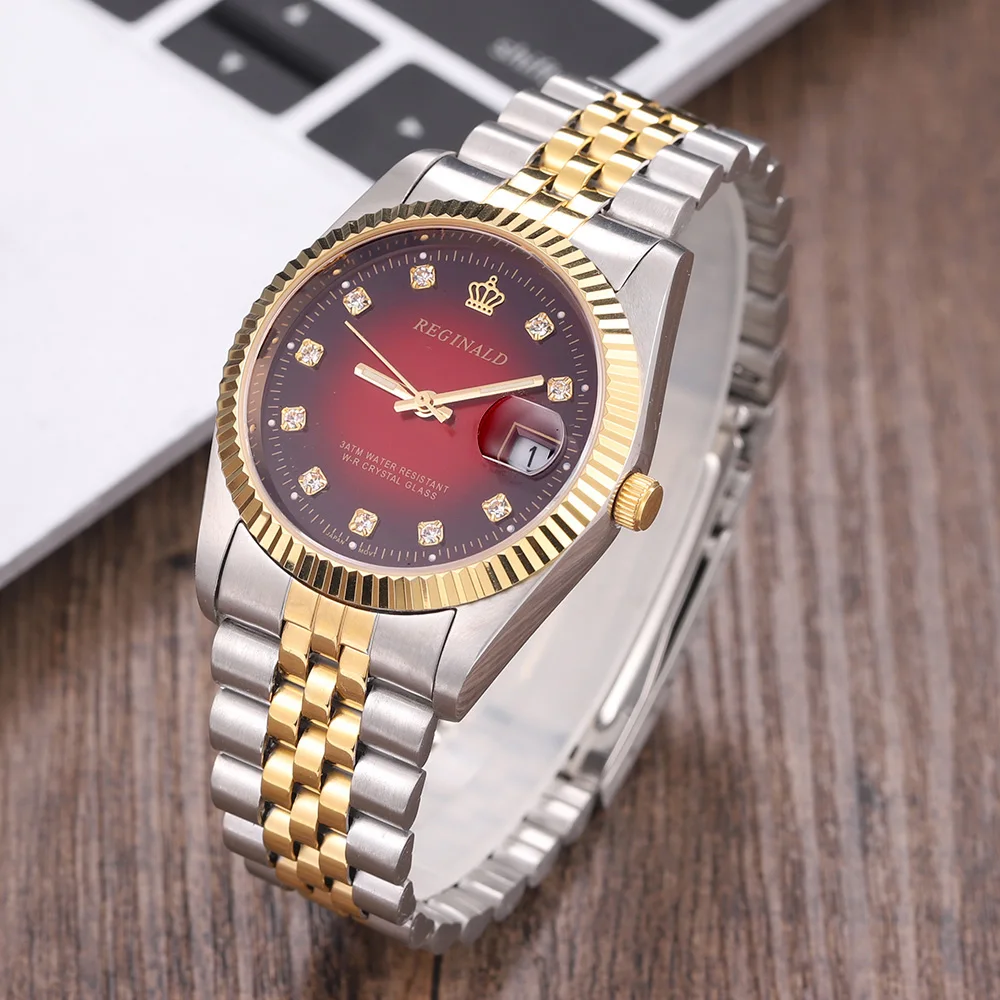 Luxury watch Man Fashion Reginald Brand New Quartz Clock Gold Stainless Steel Men's Watch Date Analog Display Man Watches