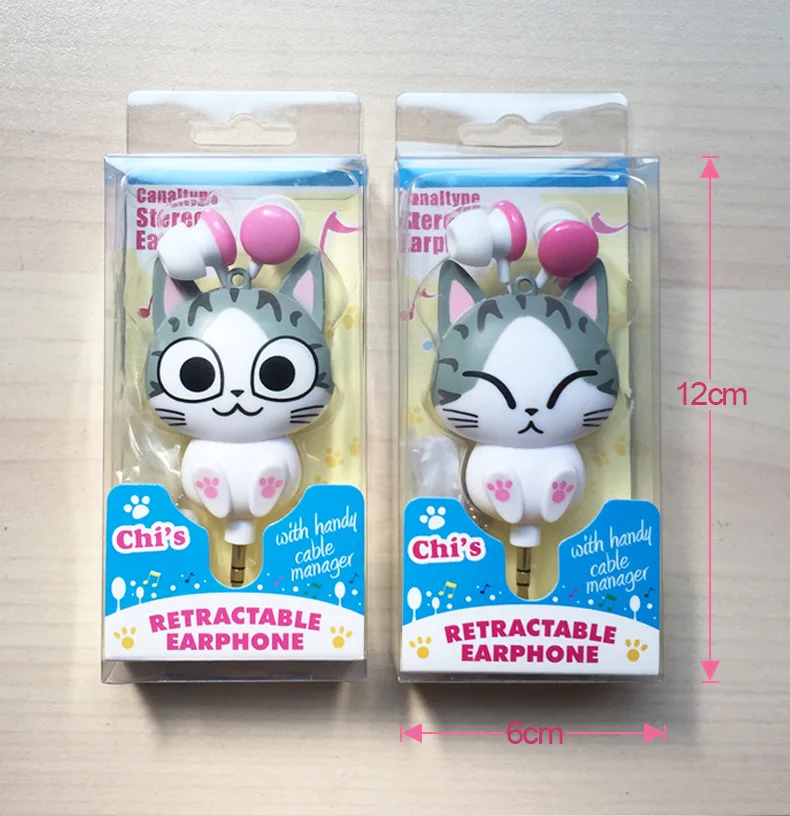 سماعات أذن على شكل قطة باندا وجبن ، سماعات أذن أوتوماتيكية قابلة للسحب لأجهزة Iphone و Android ، هدايا للأطفال
