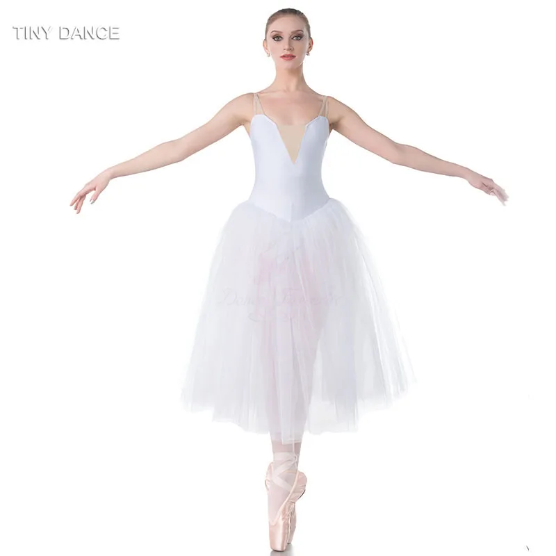 

Child and Adult Ballet Dance Costume Camisole White Long Romantic Tutu with 5 Layers Long Tulle Dress for Ballerina Dance 18008