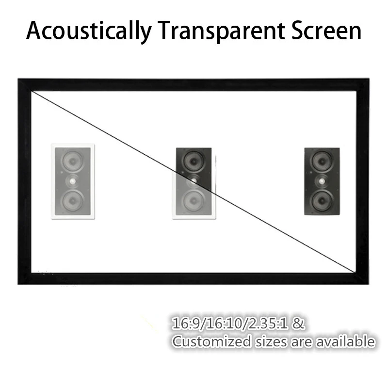 F1HWAW  Homecinema 16:9 HDTV 4K White Woven Acoustic Transparent Sound Acoustically Fixed Frame Projection Screen