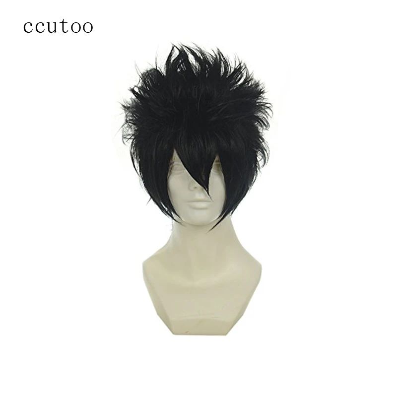 

ccutoo 12 "Короткие Черные Белые Красные Коричневые Синие Короткие Лохматые Многослойные Пушистые Синтетические Волосы Парики Для Косплея Учиха Саске + Кепка Для Парика
