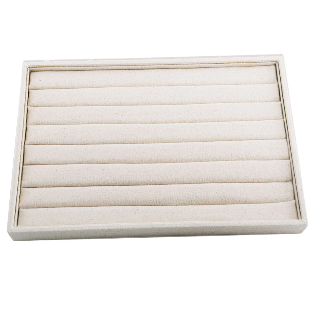Multifunctional Beige Linen Jewelry Tray Earring Jewelry Display Organizer Case Holder Earring Storage Box for Earings Necklace