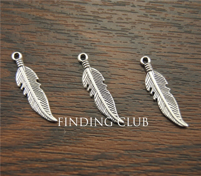 50 pcs  Silver Color Alloy Feathers Charms 7x26mm Diy Jewelry Findings Jewelry Accessories wholesale A1161