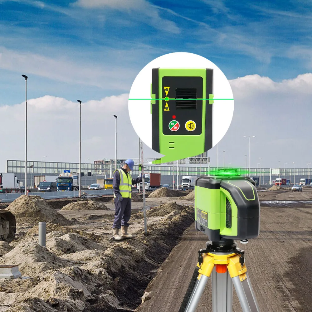 Huepar 3x360 Electronic 12 Lines Laser Level Cross Line 130Ft Three-Plane Leveling Green Beam Laser Self Leveling DT03CG