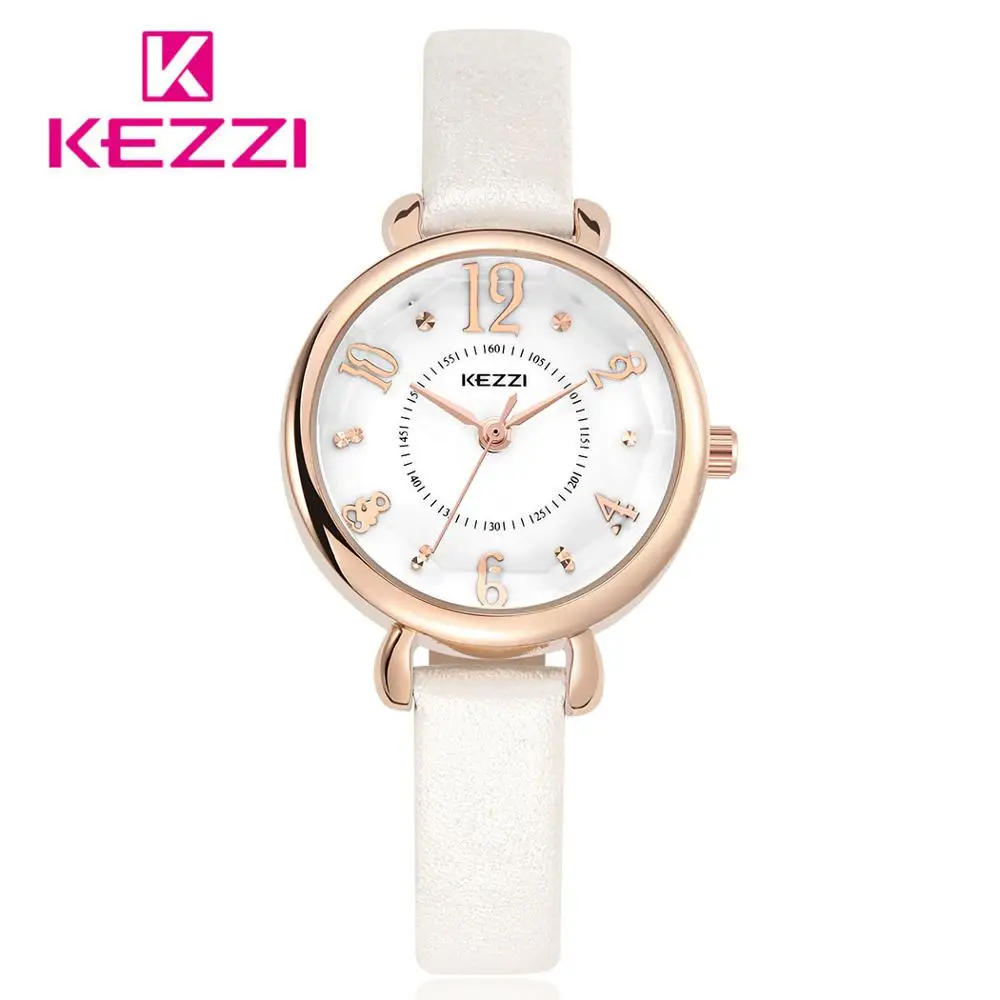 Kezzi Brand Natural Shell Dial Watches For Women Fashion Leather Watches Reloj Mujer 2019 Luxury Quartz Watch Women Small Clock