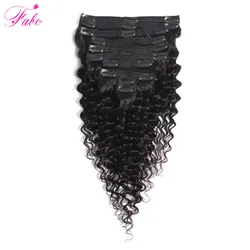 Fabc Hair Brazilian Hair Clip In Extensions Deep Wave Natural Black Non Remy Human Hair Clip Ins 10Pcs/Set 120G Free Shipping