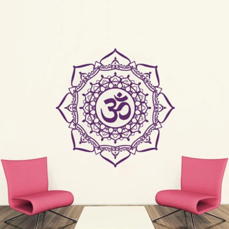 New Arrived Wall Decals Mandala Yoga OM Symbol Indian Decal Vinyl Sticker Home Decor 22inX22in