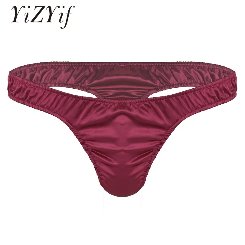 YiZYiF Hot sell Sexy Gay men\'s Lingerie Soft Shiny Satin Bikini thongs sissy Underwear Underpants Panties for Lingerie Night