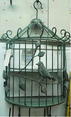 The birds in the forest Do old, wrought iron Bird cages hanging wall act the role ofing The racks hook Two color