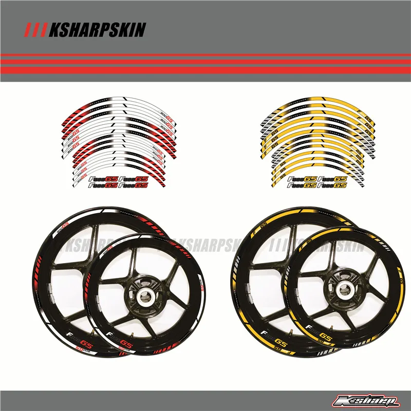

12 X Thick Edge Outer Rim Sticker Stripe Wheel Decals FIT BMW F800GS ADVENTURE 21''17''