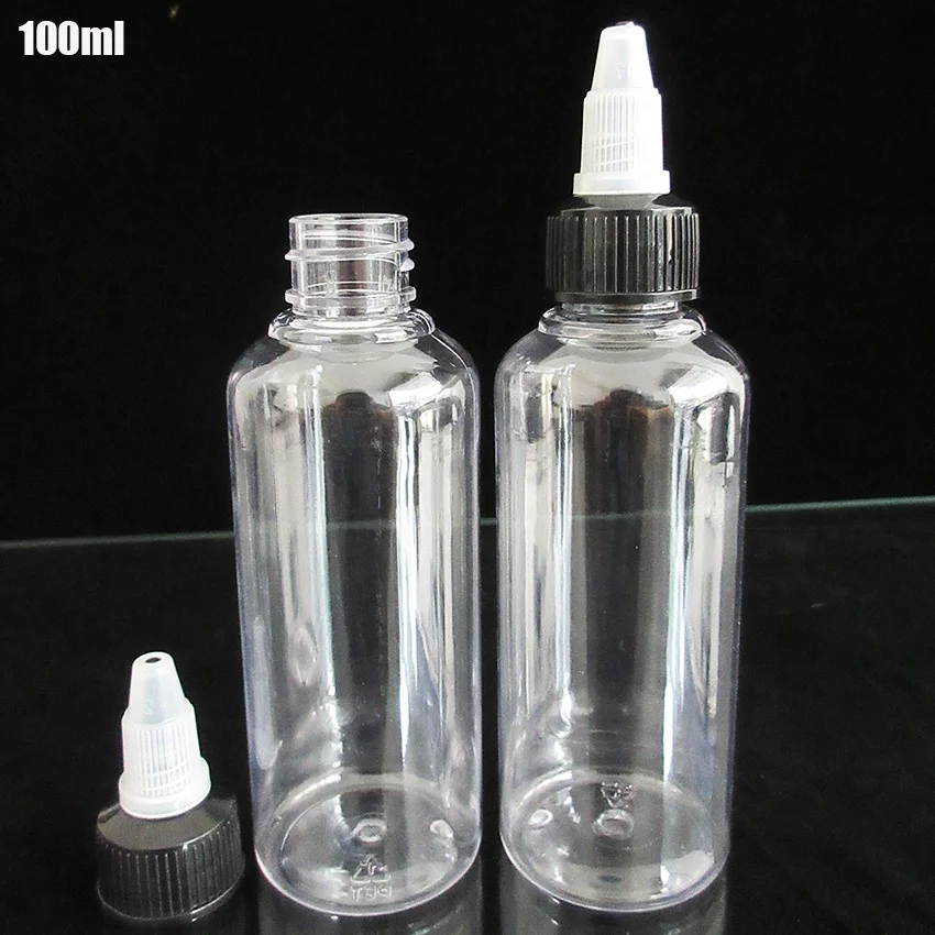 Free Shipping 50pcs 100ML Empty Dropper Bottle,Plastic Bottle with 20mm Twist Off Cap for Ejuice,Ego smoking oil,Tatto Ink