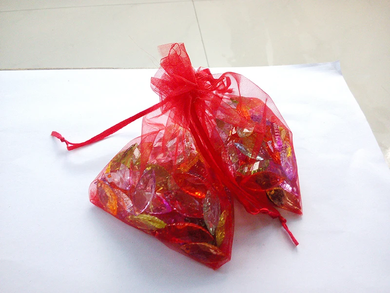 300pcs 15*20 Red gift bags for jewelry/wedding/christmas/birthday Organza Bags with handles Packaging Yarn bag