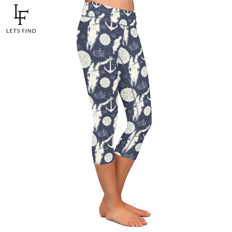 Letsfind Nieuwe Leggings Vrouwen Print Zomer Stijl Broek Capri Leggings Broek Hoge Taille Zacht Mid Kalf Leggings