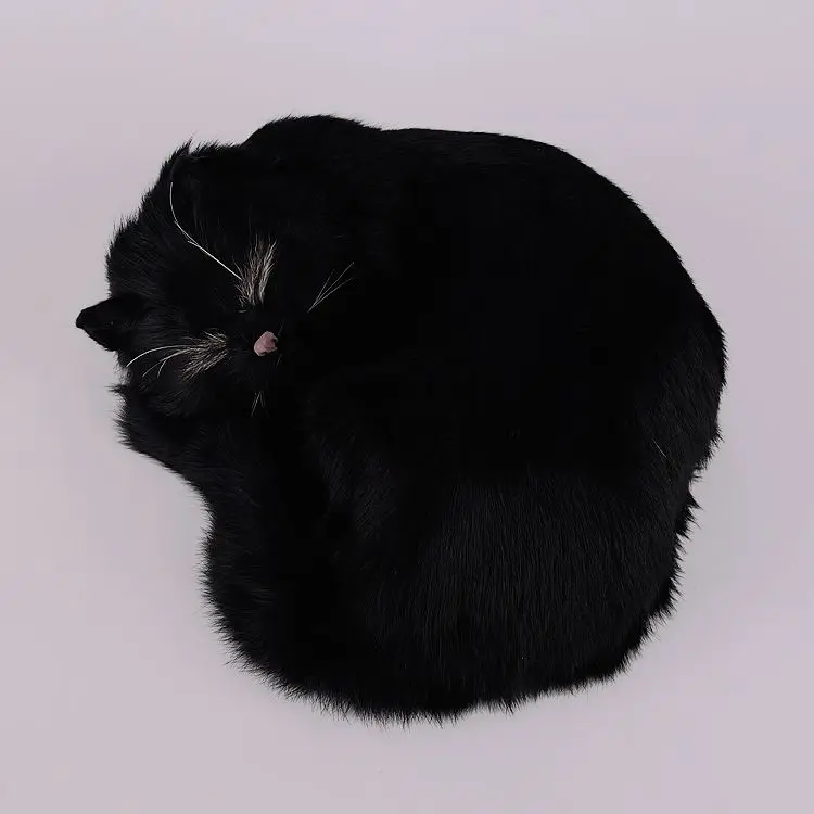 creative black simulation cat model plastic&fur new sleeping cat doll gift 25x20cm a110