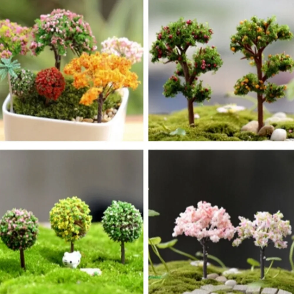 1 Pcs Micro Landscape Bonsai Plant Mini Tree Iron Wire Terrarium Figurines Garden Miniature Resin Craft Fairy Garden Supplies