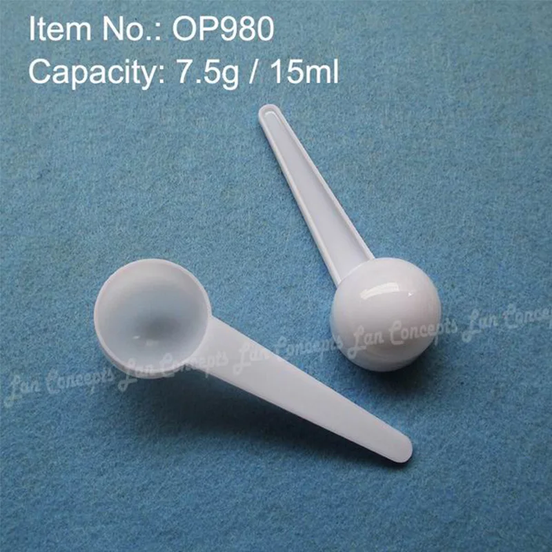 50pcs/lot Measuring Plastic Scoop Measure Spoon 7.5g 15ml 10g 20ml 12g 25ML 15g 30ml for option - free shipping