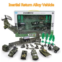 Children Alloy ABS Military Scene Model Simulation Vehicle Military Set Diecasting Birthday Gift Toy for Police Fire Engineering