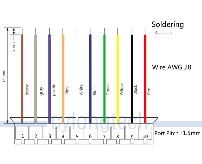 Mini. Micro 1.5 T--Pin Connector w/. Wire x 10 sets.10pin 1.5mm