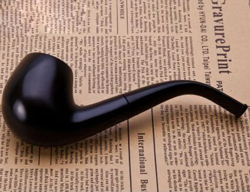 Durable Handmade Nature Ebony Wood Black Tobacco Smoking Pipe Round Wooden Pipe & Pouch & Stand & 10X 9mm Pipe Filters FT508B