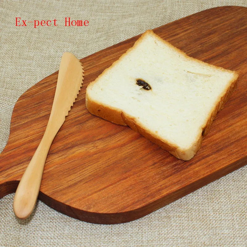 100pcs Original Wooden Butter Knife Japanese Style Fruit Cake Knife Tooth Shape Cheese Knife Wholesale