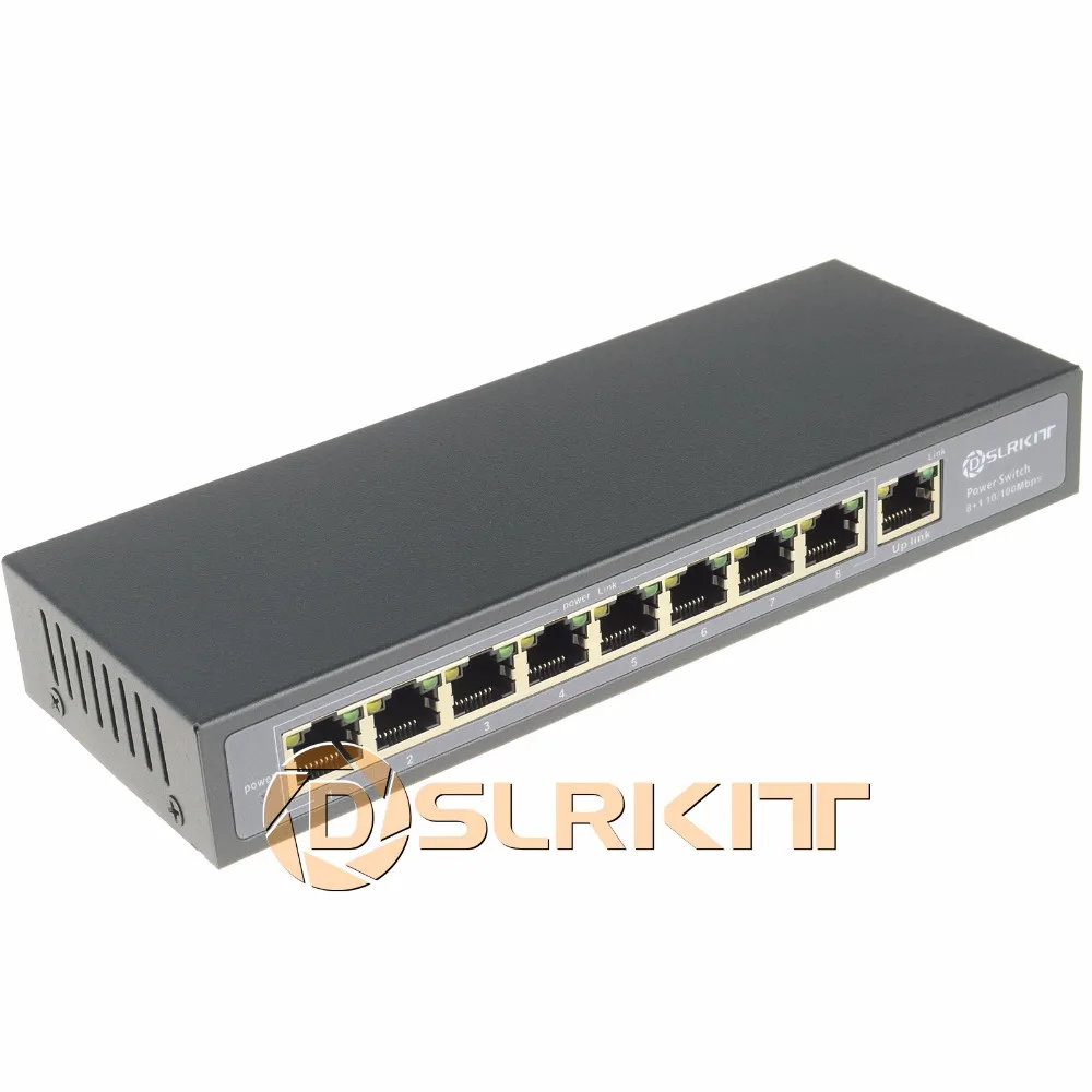 DSLRKIT-conmutador de 120 vatios, 9 puertos, 8 PoE, 802.3af, 802.3at, potencia sobre Ethernet PSE18AT