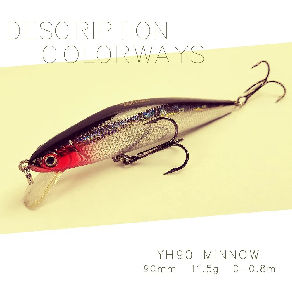 THETIME Branded floating fishing lure minnow YH90 hard plastic bait 90mm/11.5g artificial lures for river bass pike fish