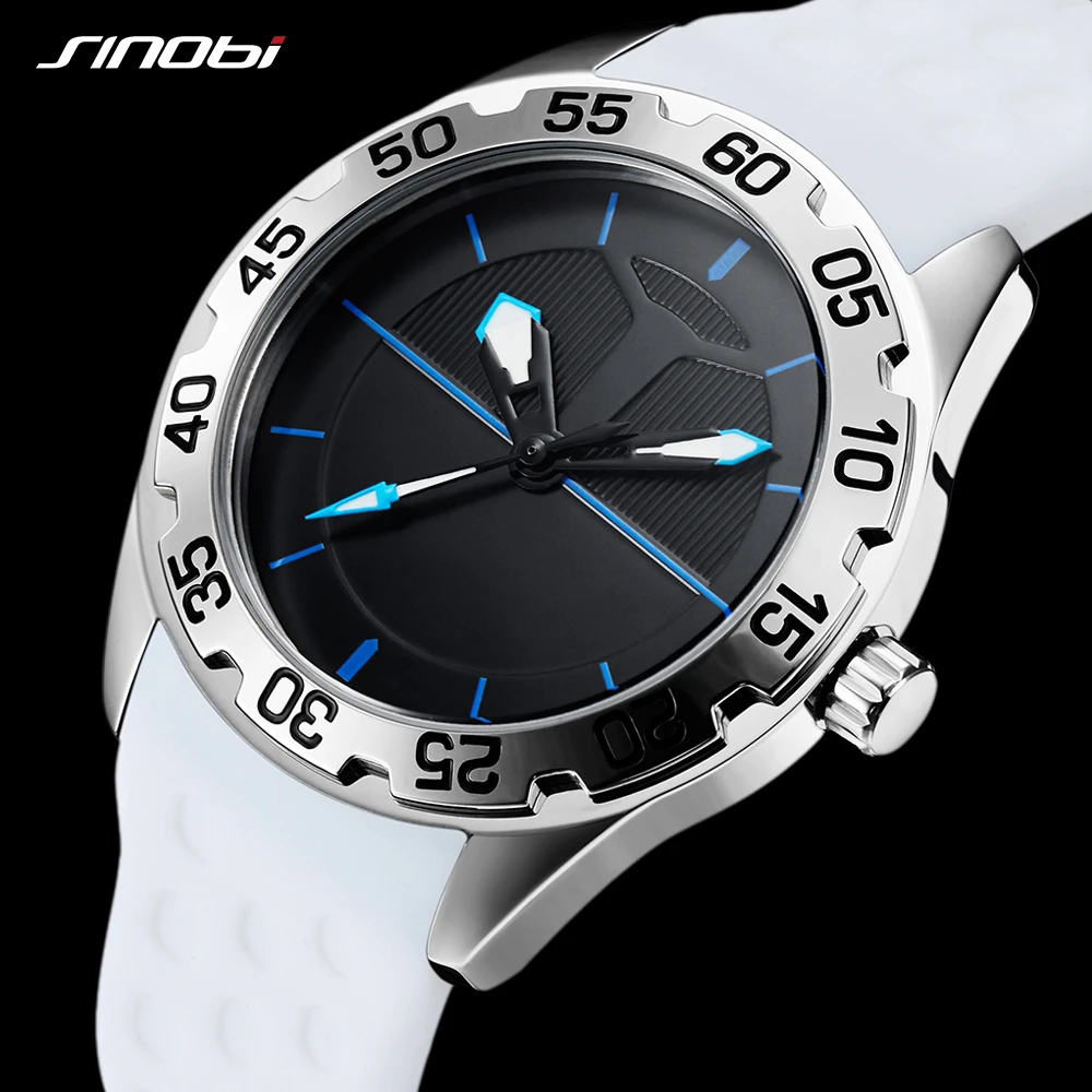 SINOBI Watch Men Sport Quartz Watches Top Luxury Brand Clock Silicone Waterproof Geneva Saat Fashion & Casual Relogio Masculino