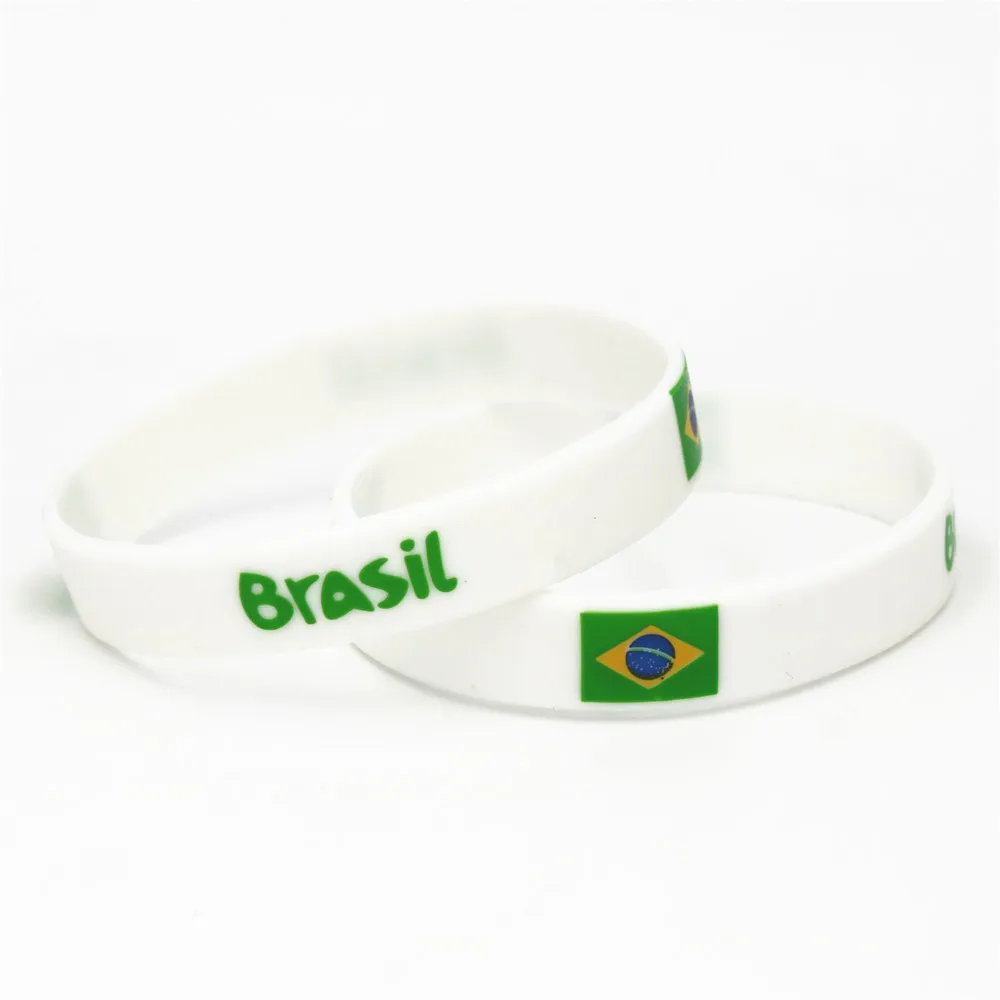 1PC Brazil Country Flag Silicone Wristband Football Soccer Team Fans Sport Elastic Rubber Bracelet Bangles Armband Gifts SH230