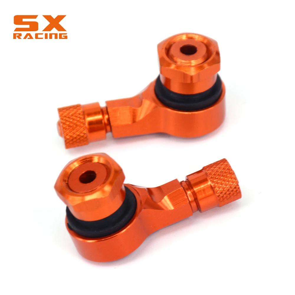 Motorcycle CNC Universal Orange 2PCS Rim Wheel Valve Stems Tire Tyre Cap 90 Degree For KTM DUKE RC SMC R SUPER SMT ADVENTURE RC