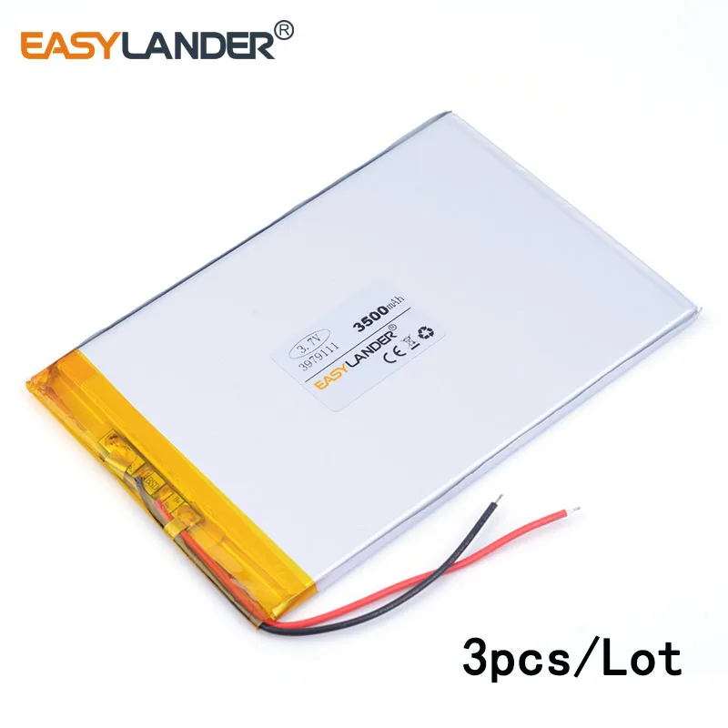 

3pcs/Lot 3500mAh 3979111 3.7v lithium Li ion polymer rechargeable battery For Mp3 Power bank phone PAD protable tablet PC