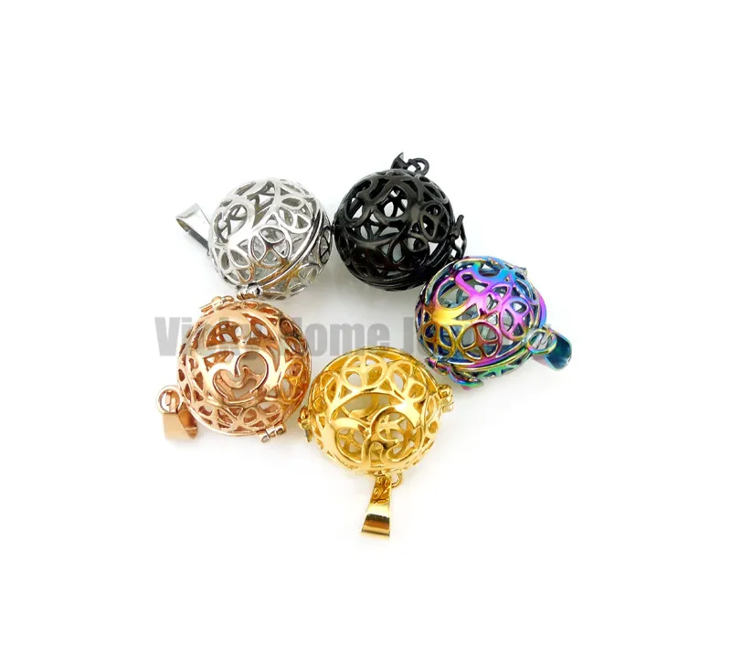 Round Steel OM Essential Oils Diffuser Locket Aromatherapy Locket Free Pads 316L Cage Locket Perfume Locket drop shipping
