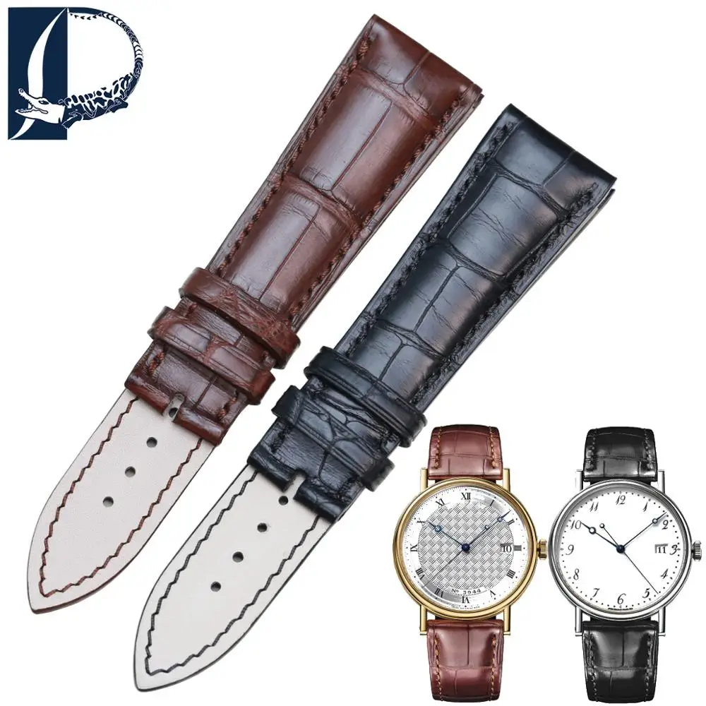 PESNO Crocodile Leather Wrist Band Alligator Skin Watch Strap Men Watch Accessories suitable for Breguet-CLASSIQUE 5177BA/BB/BR