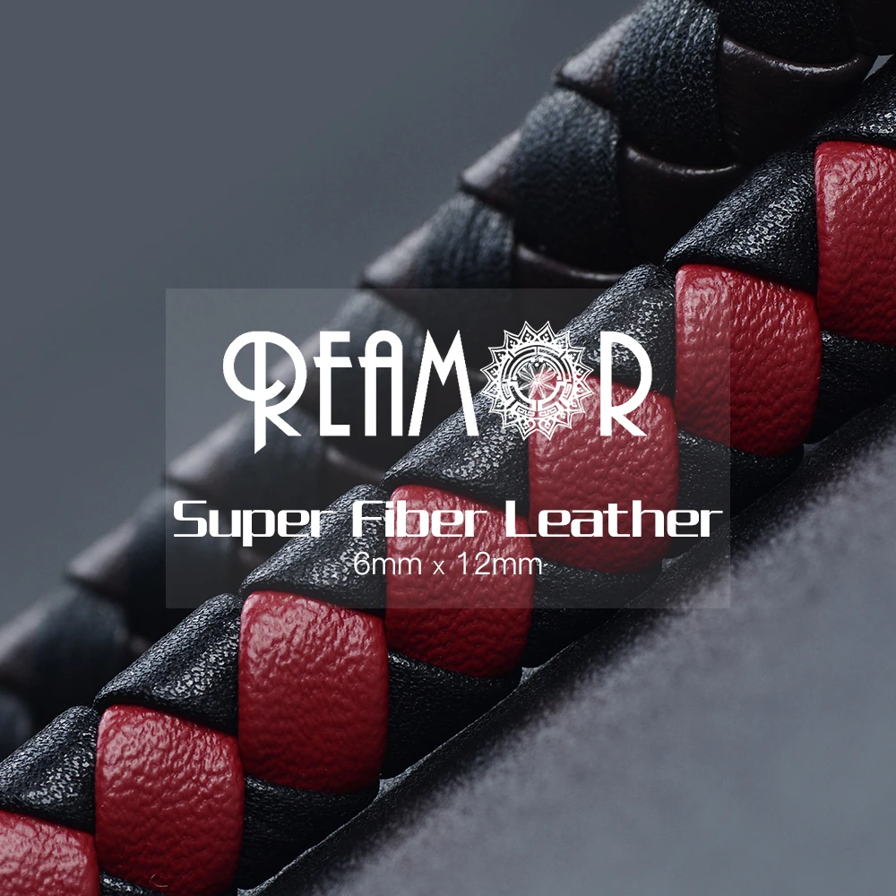 REAMOR New 12*6mm Black Mixed Brown Red Super Fiber Braided Leather Rope DIY Bracelet PU Wide Leather Cords For Jewelry Making