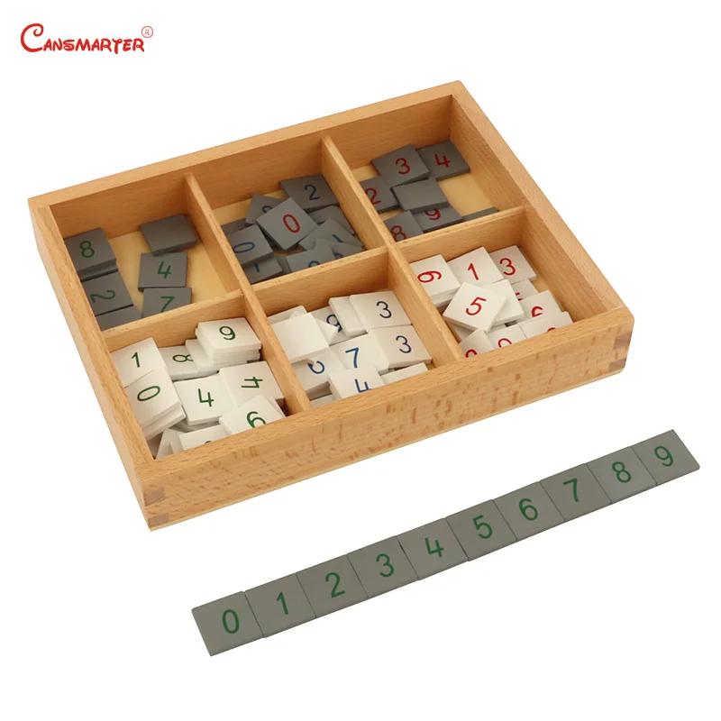 Tiles Montessori Materials Kids Educational Maths Toys Teaching 6 Years Student Learning Prechool Beech Wood Box  MA156-3