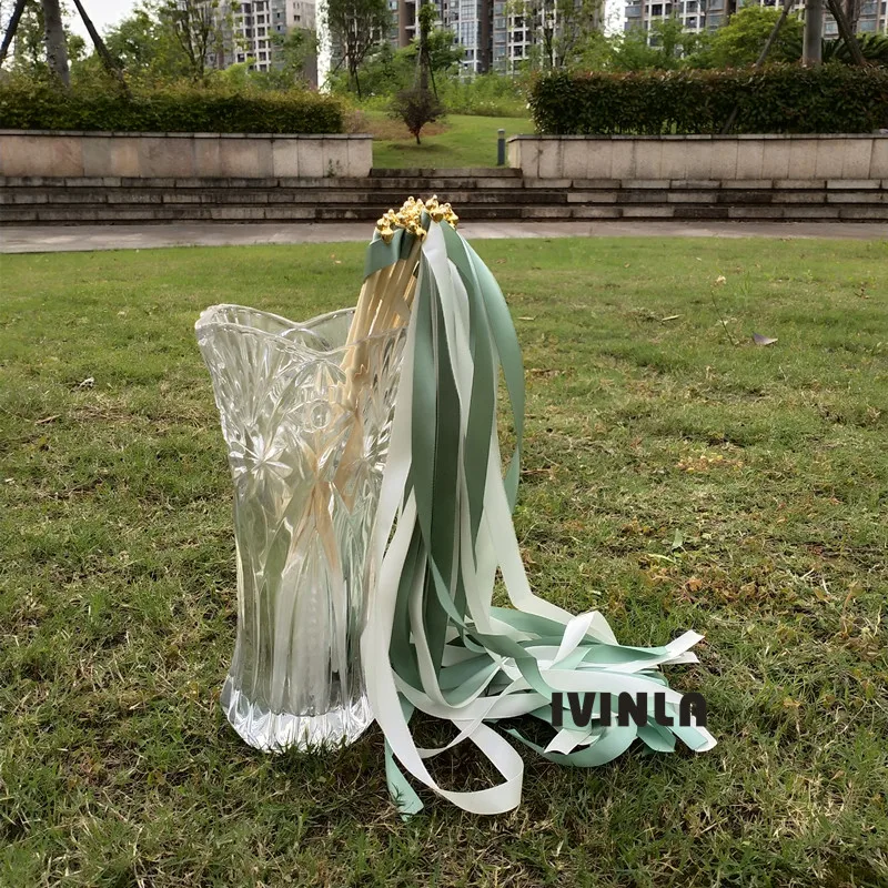 50/20/10pcs/lot Green and white Wedding Wands for wedding decoration