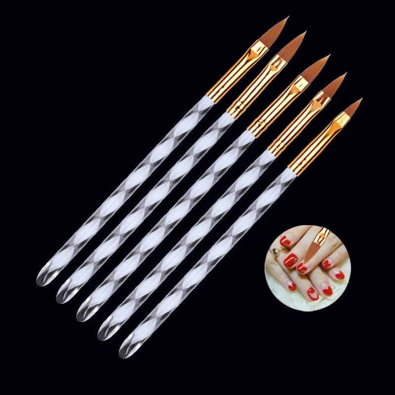 5pcs Acrylic Painting Nail Polish Draw Pen Liquid Powder Nail Art Practice Drawing Brush Manicure Brushes 100sets Carving Brush