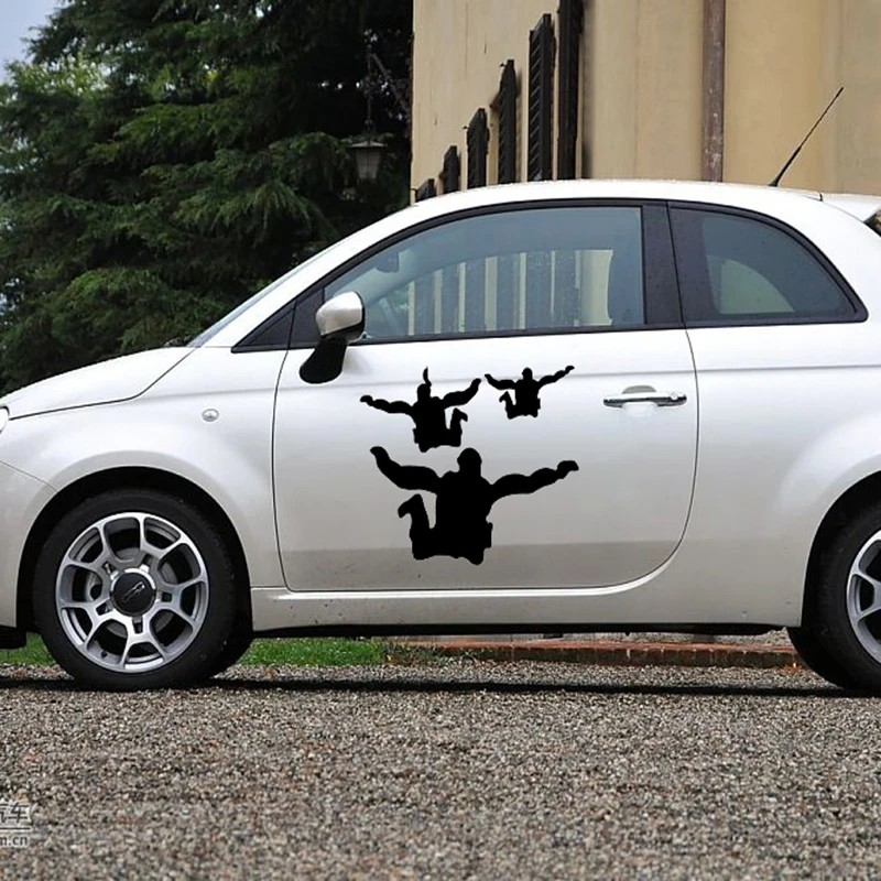 

2 X Thrilling Novel Parachuting People Madman Sophisticated Air Show Car Stickers for Truck SUV Door Vinyl Decal car styling