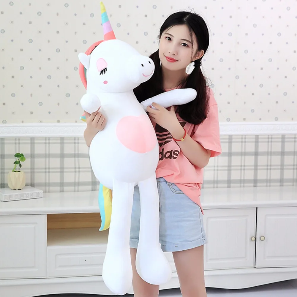 Hot New arrival large unicorn plush toys cute rainbow horse soft doll stuffed animal best toys for children girl gift christmas