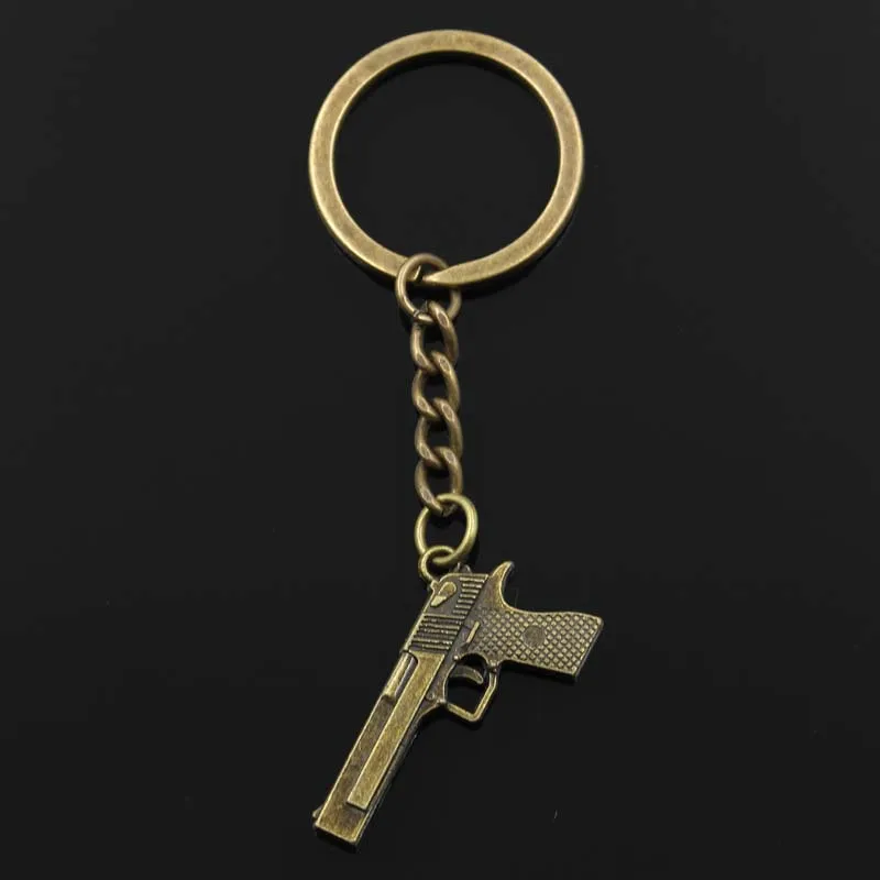 Fashion Gun Browning Pistol 45x20mm Pendant 30mm Key Ring Chain Bronze Silver Color Men Car Gift Souvenirs Keychain Dropshipping